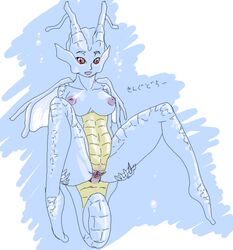 anthro breasts color female female_only front_view kingdra nintendo nipples nude pokemon solo spread_legs tagme vulva