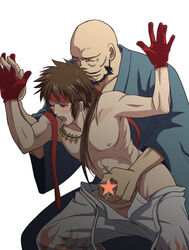 2boys blush censored clothing cum handjob male male_only pubic_hair reach_around sanada_yukimura sengoku_basara tagme takeda_shingen