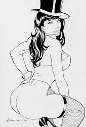 black_and_white dc monochrome rubismar_da_costa smooth_skin tagme zatanna