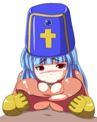 1girls blush clothing dragon_quest dragon_quest_iii female iyamato large_breasts oral_sex paizuri priest_(dq3) tagme titfuck torn_clothes