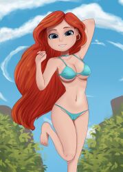 barefoot bikini cameltoe chelsea_(ruby_gillman) dreamworks focus_bx one_leg_up panties red_hair ruby_gillman,_teenage_kraken swimsuit swimwear tagme