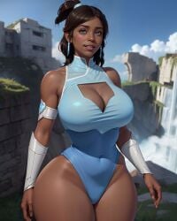 1girls ai_generated avatar_legends big_ass big_breasts big_butt blue_eyes dark-skinned_female dark_hair dark_skin female fully_clothed korra looking_at_viewer looking_pleasured the_avatar the_legend_of_korra water_tribe wide_hips zaloran