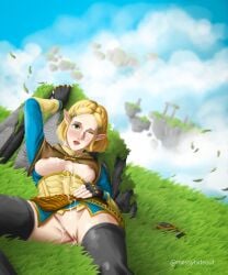 1girls breath_of_the_wild cum_in_pussy cumshot facial female female_only grass messyhideout nintendo princess_zelda sky solo solo_female tears_of_the_kingdom the_legend_of_zelda zelda_(tears_of_the_kingdom)