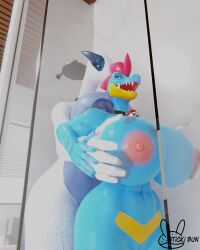 2022 3d_(artwork) absurd_res anthro areola bathing bathroom big_breasts blue_body breast_grab breasts digital_media_(artwork) duo eye_contact female female/female feraligatr generation_2_pokemon genitals grope groping_from_behind hand_on_breast hi_res holding_breast huge_breasts legendary_pokemon looking_at_another looking_back looking_pleasured lugia nintendo nipples nude open_mouth pink_areola pink_nipples pokemon pokemon_(species) pokemorph pussy reptile scalie shower showering size_difference smile standing sticki_bun suds thick_thighs tongue tongue_out water wet yugia_(evov1) yuki_(evov1) yukigatr_(evov1)