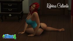 big_ass big_breasts katrina_caliente mature_woman milf provocative red_hair the_sims_4 thick_thighs thong_panties tight_clothing