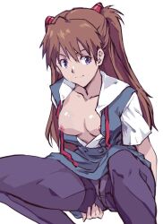 1girls asuka_langley_sohryu blue_eyes breasts breasts_out exposed_breasts female female_only kamisimo_90 medium_breasts neon_genesis_evangelion nude nude_female orange_hair red_hair school_uniform shirt_open smile solo solo_female souryuu_asuka_langley teasing teasing_viewer