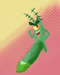 anthro big_penis digital_media_(artwork) digital_painting_(artwork) erection genitals green_body green_penis huge_cock hyper hyper_genitalia hyper_penis male male_only marine nickelodeon penis plankton_(species) sheldon_j._plankton smooth_skin solo spongebob_squarepants vein veiny_penis