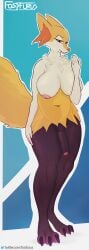 abstract_background absurd_res anthro arm_on_breasts arm_on_hip bedroom_eyes big_breasts big_feet big_toes braixen breast_squish breasts cheek_tuft claws digitigrade eyebrows eyelashes facial_tuft feet fingers fluffy fluffy_chest fluffy_ears fluffy_hair fluffy_tail foreskin foreskin_pull fossfurus futa_only futanari generation_6_pokemon genitals gesture glistening glistening_body glistening_breasts glistening_skin hair half-erect hand_on_leg hand_on_thigh hi_res intersex inverted_nipples kneecap kneecaps narrowed_eyes navel neck_tuft nintendo nipples organs outline penis pokemon pokemon_(species) presenting seductive simple_background smile smirk smirking_at_viewer solo squish standing stare stomach tail thick_thighs toes tuft uncircumcised