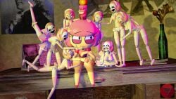 bottomless carla_cupcake_(snaxattacks) cupcake_(fnaf) firenutter five_nights_at_freddy's five_nights_at_freddy's:_sister_location maskless minireena multiple_girls nude robot robot_girl topless yellow_eyes yuri