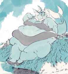 big_breasts breasts ichokemk morbidly_obese overweight pokémon_(species) pokemon pokemon_(species) vaporeon