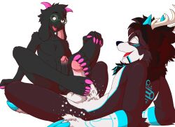 5_toes anthro balls black_body black_fur bovid caprine deer deltarune duo feet foot_fetish foot_ninja15 foot_play footjob fur genitals goat hi_res hooves humanoid humanoid_feet male male/male mammal penis plantigrade ralsei sex toes undertale undertale_(series)