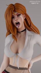 1girls 3d ahe_gao blender choker desess3intes dota_2 female female_only half-closed_eyes inviting open_mouth oral_invitation red_hair render school_uniform tongue tongue_out windranger