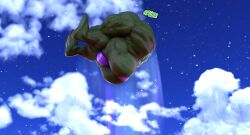 1boy 3d 3d_(artwork) beefy bulge green-skinned_male green_skin hulk hulk_(series) in_air jumping luckystallion male male_only marvel midair muscular muscular_male solo solo_male