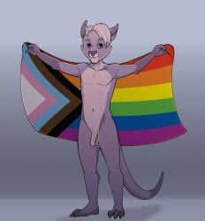 animated anthro flaccid flag genitals grey_background kangaroo lgbt_pride looking_at_viewer macropod male male_only mammal marsupial nude penis pride_color_flag pride_colors progress_pride_colors rainbow_flag rainbow_pride_flag rainbow_symbol shadow short_playtime simple_background solo thehades waving_flag