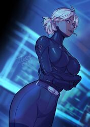 1girls breasts clothing halo_(series) hips large_breasts neves_(texd41) spartan_(halo) texd41 thick_thighs thighs white_eyes white_hair wide_hips