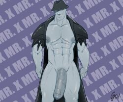 1boy abs bara big_muscles big_nipples big_pecs big_penis daddy dilf flaccid gay golewdgo grey_body hat huge_cock humanoid male male_only monster monstrous_humanoid mr_x muscular muscular_humanoid muscular_male navel nipples nude pecs penis resident_evil resident_evil_2 signature solo tyrant yaoi