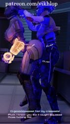 3d alien alien_girl anal_sex aria_t'loak asari asari_futanari biotic biotics choking clothed_sex comic comic_page cum_in_pussy dominant english english_text female futa_on_female futanari huge_cock liara_t'soni mass_effect submissive_female submissive_pov vikhlop