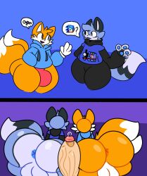 2d_(artwork) 3boys anthro ass ass_focus balls big_ass big_balls big_penis bubble_butt bulge bumping_asses conversation crazyassfox22 crossover dialogue_box dumptruck_ass femboy gay hoodie huge_ass huge_cock imminent_sex male male_only mattel miles_prower miles_tails_prower multiple_boys oc precum proxy_(crazyassfox22) sega sonic_(series) sonic_the_hedgehog sonic_the_hedgehog_(series) tails tails_the_fox thick_thighs thomas_and_friends thomas_the_tank_engine veins veiny_penis wide_hips yaoi