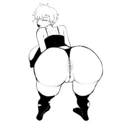 anus big_ass big_breasts black_and_white goth goth_milf milf-chan(truelordpotato) tight_anus truelordpotato