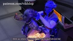 3d alien alien_girl anal_sex aria_t'loak asari asari_futanari biotic biotics choking clothed_sex comic comic_page cum_in_pussy dominant drinking_pee english female futa_on_female futanari huge_cock liara_t'soni mass_effect peeing piss_play submissive_female submissive_pov urine vikhlop