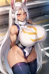 1girls ai_generated bunny_ears bunny_girl bunnysuit curvaceous curvy_female curvy_figure female hi_res huge_breasts leotard long_hair looking_at_viewer mature_female miruko my_hero_academia red_eyes republic_of_ai rumi_usagiyama smiling_at_viewer solo_female solo_focus stable_diffusion white_hair