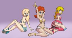 3girls ass breasts female female_only mario_(series) mythkaz nintendo princess_daisy princess_peach princess_rosalina tagme