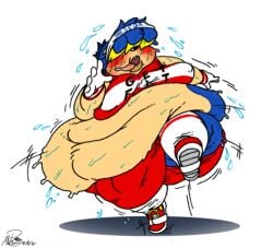 1boy anthro ass belly big_belly big_bulge blue_hair blush bulge bulge_through_clothing fat furry hair_covering_eye hedgehog hedgehog_humanoid hips large_ass large_belly large_breasts large_bulge male male_focus male_only moobs morbidly_obese morbidly_obese_male nipple_bulge obese obese_male overweight overweight_female running running_shorts sega slowburn socks sonic_(series) sonic_the_hedgehog sonic_the_hedgehog_(series) stomach sweat sweatband sweating sweaty sweaty_body thick_thighs thighs tongue tongue_out wardrobe_malfunction wide_hips xanderdwulfe yellow_highlights