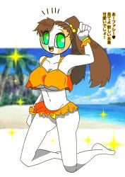 1girls bikini blush brown_hair countryhumans countryhumans_girl female female_only green_eyes italy_(countryhumans) pigtails soft_color white_body white_skin 零戰