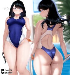 ... 1girls ass ass_shot back back_view big_ass black_hair blue_eyes blue_swimsuit breasts female female_human female_only fit fit_female hair hips human light-skinned_female light_skin medium_breasts one-piece_swimsuit slim_waist solo solo_female speech_bubble ssss.gridman swimsuit takarada_rikka thick_thighs thighs wet wet_body wide_hips zasshu96