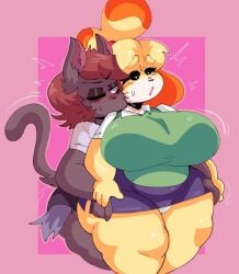 animal_crossing anthro big_breasts breasts chubby chubby_female dork_boi droogcat_(character) fur huge_breasts isabelle_(animal_crossing) lewd_dorky nintendo shortstack thick_thighs wide_hips