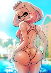 ass bubble_butt groping_ass hotaruman97 looking_at_viewer pearl_(splatoon) pool seductive_look seductive_smile splatoon splatoon_(series) splatoon_2 swimsuit