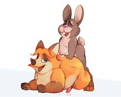 anthro bodily_fluids canid canine closed_eyes cum cum_inside cumming_together disney duo fox from_behind_position fucked_silly gay genital_fluids gideon_grey lagomorph leporid male male/male male_only mammal penis punstar rabbit sex size_difference small_dom_big_sub stu_hopps zootopia