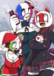 3girls christmas countryballs countryhumans countryhumans_girl female france_(countryhumans) italy_(countryhumans) japan_(countryhumans) safe sfw 零戰