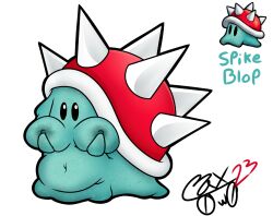 big_breasts breasts enemy holding_breast mario_(series) mario_and_luigi_(series) max0w0 monster shell small spike_blob spikes