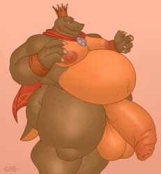 2023 4_fingers anthro areola ass balls big_balls big_butt big_penis biped cape claws clothing crocodilian crown digital_media_(artwork) donkey_kong_(series) fat fingers flaccid foreskin gab_art genitals headgear hi_res huge_balls huge_butt huge_cock huge_thighs hyper hyper_genitalia hyper_penis k_rool kremling looking_at_viewer male male_only navel nintendo nipples nude obese obese_male overweight overweight_male penis reptile scalie simple_background smile solo thick_thighs wide_hips