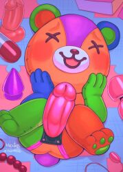 1boy 2020 anal_beads animal_crossing animate_inanimate anthro ass bear blush buttplug dildo egg_vibrator furry humanoid_dildo living_plushie lying magnta male male_focus male_only male_wearing_strapon mammal nintendo nude on_back open_mouth penis_dildo plug_(sex_toy) plushie sex_toy solo stitches_(animal_crossing) strap-on strapon teddy_bear vibrator wand_vibrator x_eyes