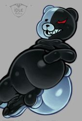 1boy 2023 anthro ass backsack balls bear black_balls black_body black_butt black_eyes black_glans black_nose black_penis butt danganronpa furry genetic_chimerism genitals glans grey_background grin hand_on_butt highres humanoid_genitalia humanoid_penis idlepotoo male male_only mammal monokuma multicolored_body multicolored_butt multicolored_glans multicolored_penis nude penis red_eyes signature simple_background smile solo split_color straight_hair teeth two_tone_body vein veiny_penis white_balls white_body white_butt white_glans white_penis