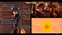 blue_hair carmelita_fox fox furry impregnation instant_loss_2koma interspecies legs_up lizard maledom missionary_position mr_safety mrsafetylion on_back rape sly_cooper_(series) sperm_cell threesome