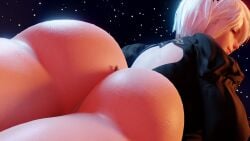 2girls 3d ass big_ass envlight female female_only giantess light-skinned_female light_skin macro micro nier nier:_automata rear_view short_hair size_difference white_hair yorha_2b yorha_a2