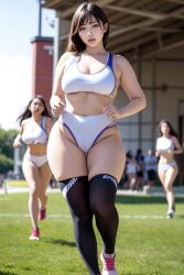 ai_generated asian asian_female big_breasts breasts hips light-skinned_female pomato realistic thick thick_thighs thighs track_and_field underwear wide_hips