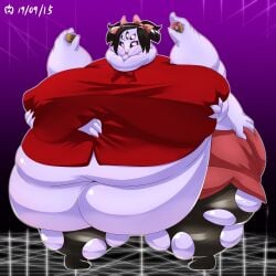 1girls acid-snake-yog black_hair fat_ass huge_ass huge_belly huge_breasts huge_thighs muffet obese obese_anthro obese_female overweight undertale undertale_(series)