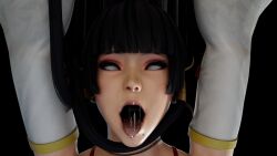 3d ahe_gao dead_or_alive dead_or_alive_5 defeated drooling kktzane knocked_out nyotengu peeing ryona saliva squirting unconscious upside-down white_eyes