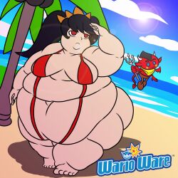 1boy 1girls 2023 ashley_(warioware) bbw beach beach_background belly_overhang big_ass big_belly big_breasts big_butt bikini black_hair digital_art digital_drawing_(artwork) digital_media_(artwork) fat fat_arms fat_ass fat_butt fat_female fat_folds fat_rolls huge_ass huge_belly huge_thighs large_ass large_butt light-skinned_female long_hair mario_(series) massive_ass massive_belly massive_butt massive_thighs nintendo obese obese_female overweight overweight_female pigtails red_(warioware) red_bikini red_eyes roxas617 shortstack ssbbw thick_thighs warioware wide_ass wide_hips wide_thighs