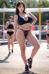 ai_generated asian asian_female big_breasts breasts hips light-skinned_female pomato realistic thick thick_thighs thighs track_and_field underwear wide_hips