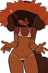 1girls bikini boonsky brown_fur canine micro_bikini sunny_(niceupdog) sweat tongue tongue_out