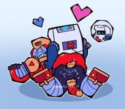 8-bit_(brawl_stars) cartoony flustered_male gay gay_sex heart robot sex simple_background small_dom_big_sub somehornydud3 surge_(brawl_stars) tagme