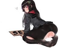 black_hair dokomon girls'_frontline pantyhose torn_pantyhose type_100_(girls_frontline)