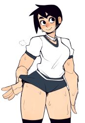 athletic_female black_hair boonsky sweat thick_thighs vanilla_(boonsky)