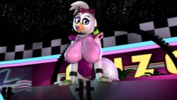 3d 3d_(artwork) big_breasts casual casual_nudity chickenchicalover female female_only five_nights_at_freddy's five_nights_at_freddy's:_security_breach glamrock_chica_(fnaf) huge_ass huge_breasts nipples_visible_through_clothing no_bra no_underwear public public_nudity robot robot_girl sideass teasing