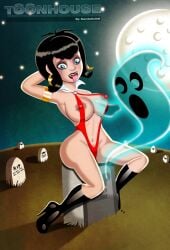 1ghost 1girls 2022 big_breasts blue_eyes erect_nipple fangs goth high_heel_boots high_heels hotel_transylvania mavis_dracula milf nipples_bulge nipples_visible_through_clothing red_lingerie sandybelldf short_hair vampire_girl